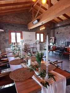 Engagement dinner table in a rustic wooden venue
